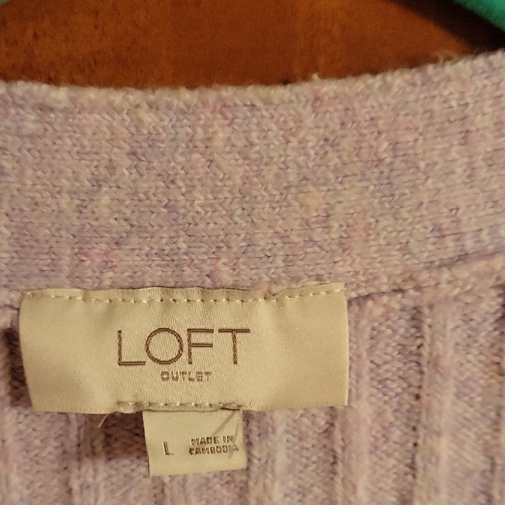 Lavender Ribbed Cardigan Sweater - Picture 3 of 4